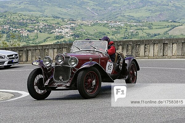Mille Miglia 2014  Nr. 65 FIAT Siata 514 MM Baujahr 1930 Oldtimer Autorennen. San Marino  Italien  Europa
