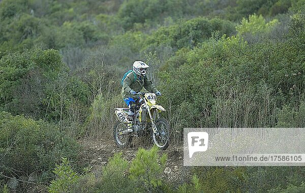 Motocross Fahrer  Nationalpark  Karmel Gebirge  Israel  Asien