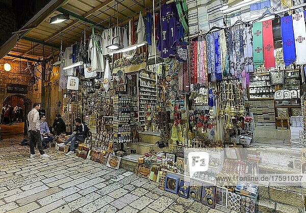 Andenkengeschäft  Basar  Altstadt  Jerusalem  Israel  Asien