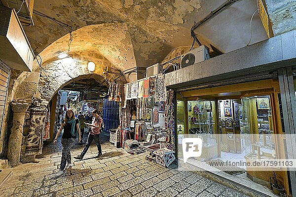 Andenkengeschäfte  Basar  Altstadt  Jerusalem  Israel  Asien