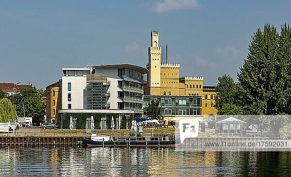 Architecture and modern hotel on the banks of the Havel in Potsdam  Brandenburg  Germany  Europe