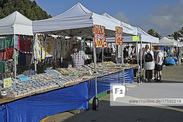 Sunday market in the old town of Teguise  Lanzarote  Canary Islands  Spain  Europe