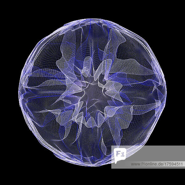 Three dimensional render of purple wireframe sphere