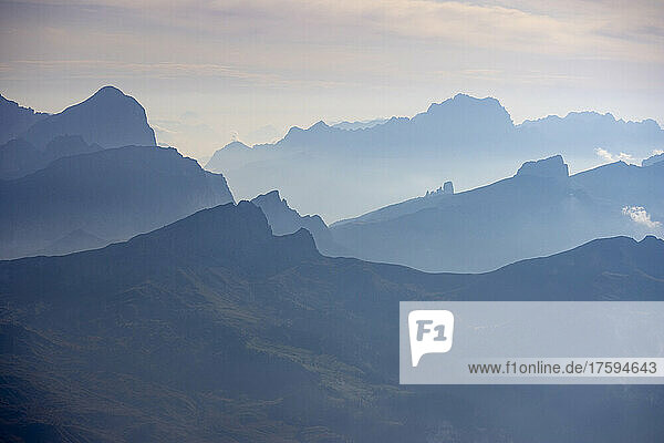 Dolomites mountain range seen from Piz Boe at sunrise  Trentino-alto Adige  Italy