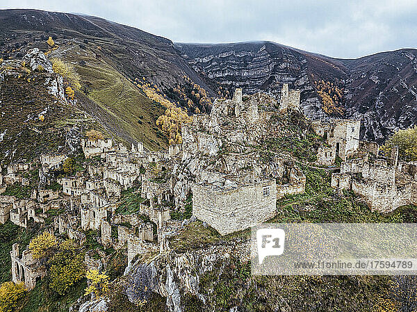 Russia  Dagestan  Gamsutl  Old abandoned mountain village in North Caucasus