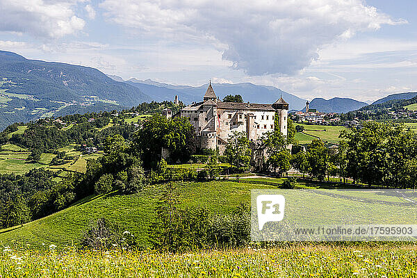 Italy  South Tyrol  Vols am Schlern  View of Prosels Castle in summer