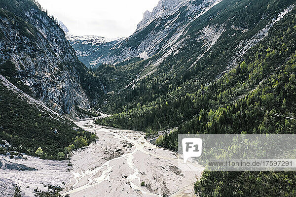 River at Wetterstein mountains in Bavaria  Germany