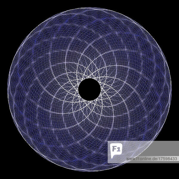 Three dimensional wireframe render of purple sphere