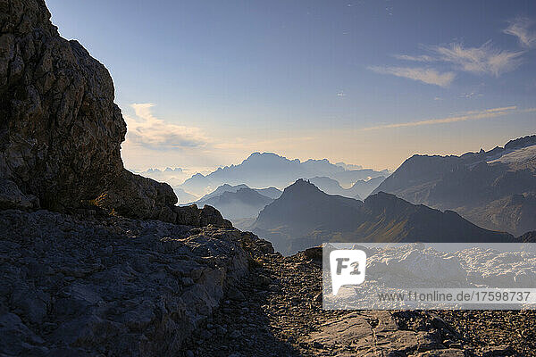 Idyllic view of Dolomites and Sass Pordoi  Trentino-alto Adige  Italy