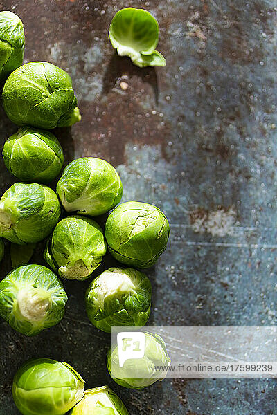 Close up of raw fresh Brussels sprouts