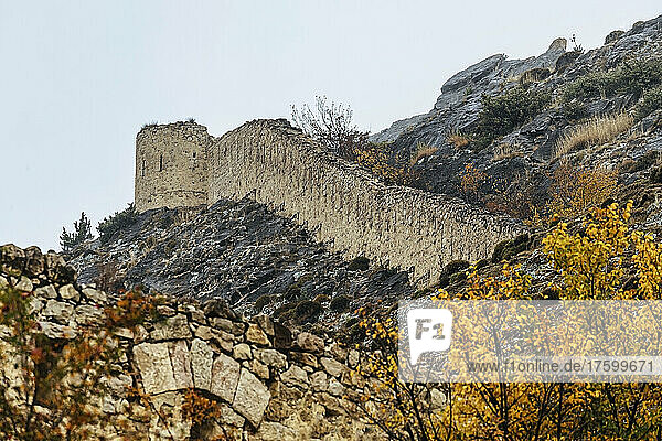 Russia  Dagestan  Gunib  Old fortified wall at fort