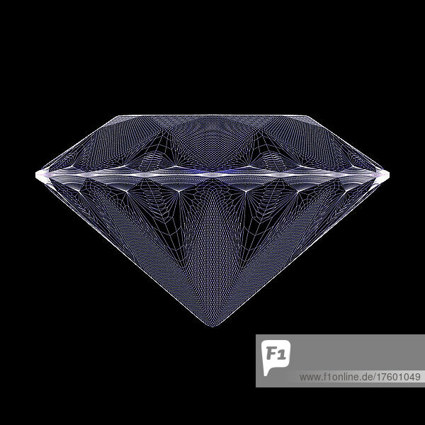 Three dimensional wireframe render of purple diamond