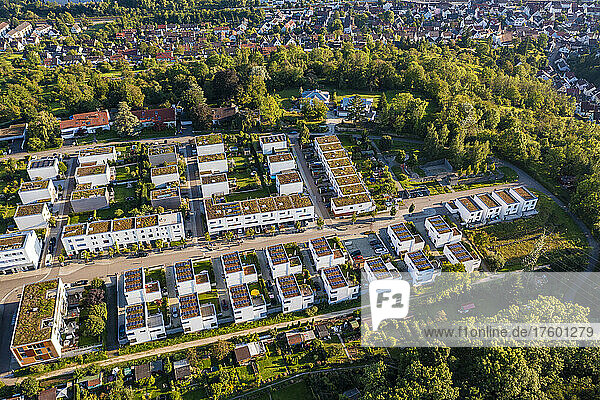 Germany  Baden-Wurttemberg  Esslingen am Neckar  Aerial view of new development area Sonnensiedlung Egert