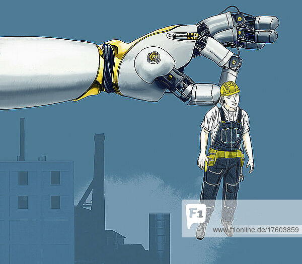 Robotic arm replacing workman