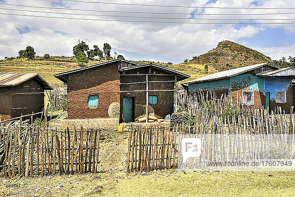 Roadside houses in rural Ethiopia; Ethiopia