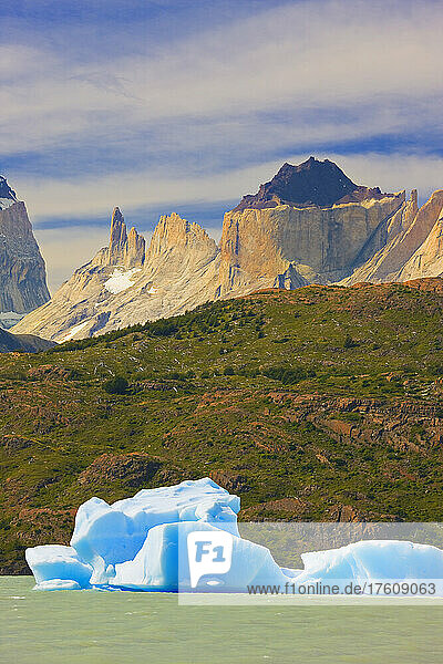 Iceberg Floating on Lago Grey  Torres del Paine National Park; Patagonia  Chile