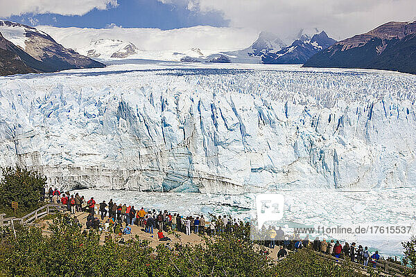 Tourists watching the Perito Moreno Glacier  Los Glaciares National Park  near El Calafate; Patagonia  Argentina