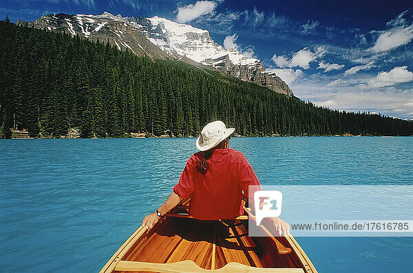 Canoeing  Moraine Lake  Banff National Park  Alberta  Canada
