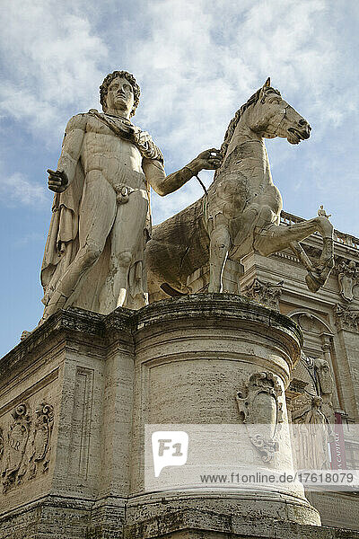 A statue in Piazza Campidoglio  central Rome  Italy.; Piazza Campidoglio  Rome  Italy.