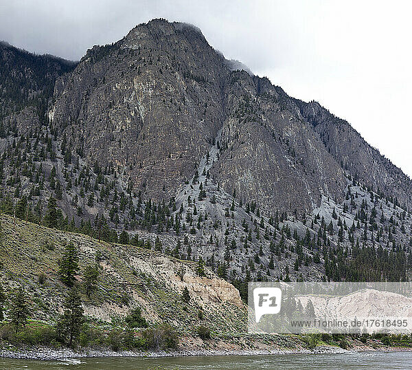 Landscape through the Fraser Canyon along Highway 1 North from Hope to Spences Bridge  Interior BC  Canada; British Columbia  Canada