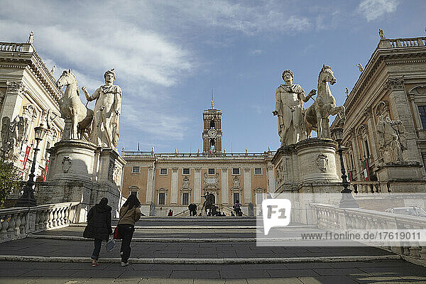 Steps up to Piazza Campidoglio  central Rome  Italy.; Rome  Italy.