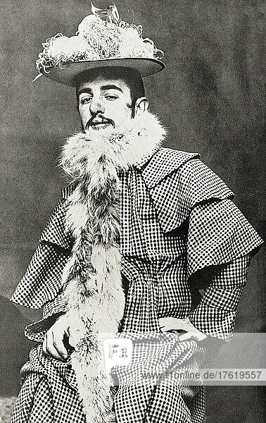 Toulouse-Lautrec dressed as a Japanese. Henri Toulouse-Lautrec  1864 - 1901. French Post-Impressionist artist.