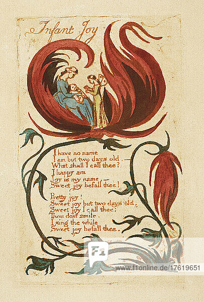 Illustration für Infant Joy  aus Songs of Innocence  erstmals veröffentlicht 1799 vom englischen Dichter und Künstler William Blake  1757 - 1827.