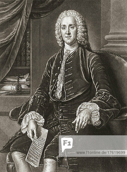 George Grenville  1712 - 1770. Whig statesman and Prime Minister of England. After an 18th century engraving by Richard Houston after a painting by William Hoare.