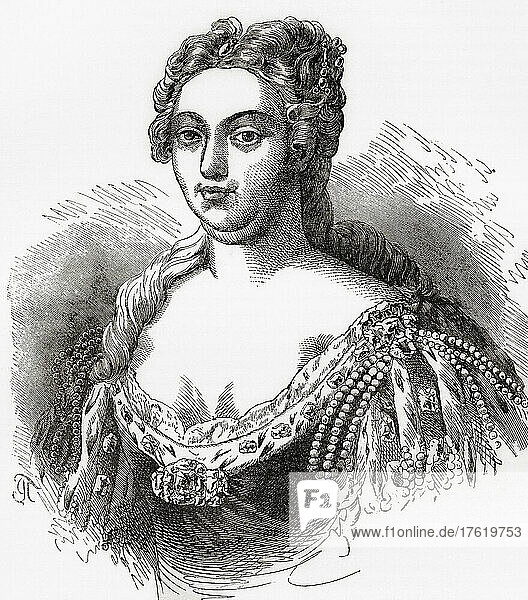 Caroline von Brandenburg-Ansbach  1683 - 1737. Königin von Großbritannien und Irland als Ehefrau von König Georg II. Aus Cassell's Illustrated History of England  veröffentlicht ca. 1890.
