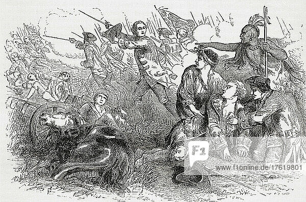 The death of General Wolfe in 1759 at The Battle of the Plains of Abraham  aka the Battle of Quebec. James Wolfe  1727 – 1759. British Army officer. From Cassell's Illustrated History of England  published c.1890.