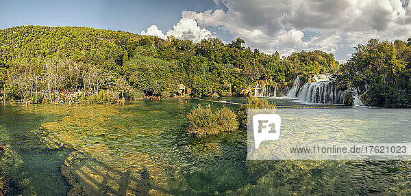 Beautiful view of Skradinski Buk waterfall  Krka National Park  Sibenik-Knin  Croatia