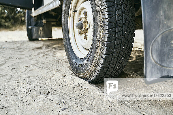 Off-road vehicle tires in sand