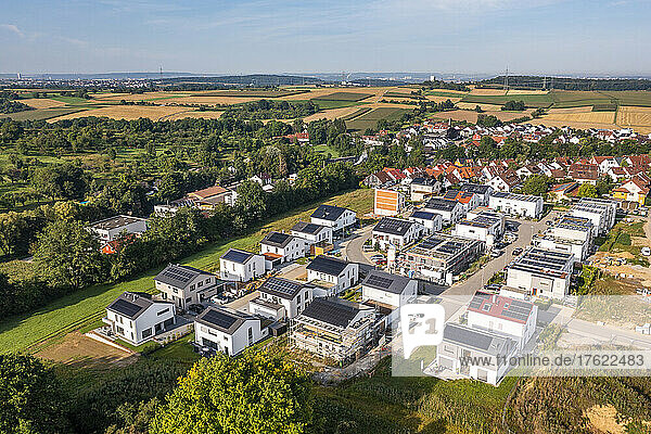 Germany  Baden-Wurttemberg  Waiblingen  Aerial view of modern suburb in summer