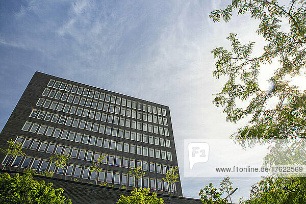 Germany  Bavaria  Munich  Low angle view of new office building