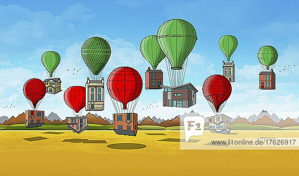 Steigende und fallende Immobilienballons