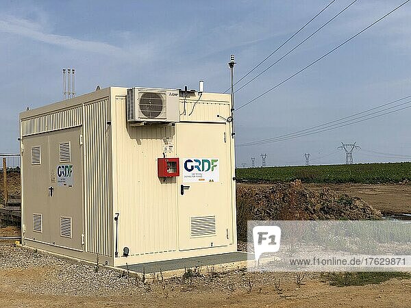 Electrical transformer station supplying a methanizer in Picardy  Saint-Leu-d'Esserent  Hauts-de-France  France.