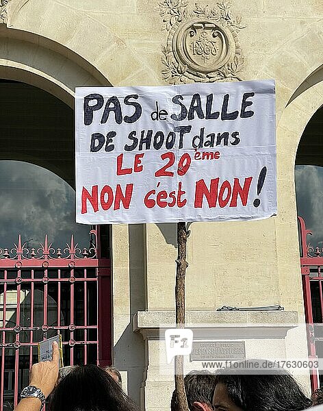Demonstration against the creation of shooting rooms for drug addicts and crack users in Paris  France. Ile-de-France.