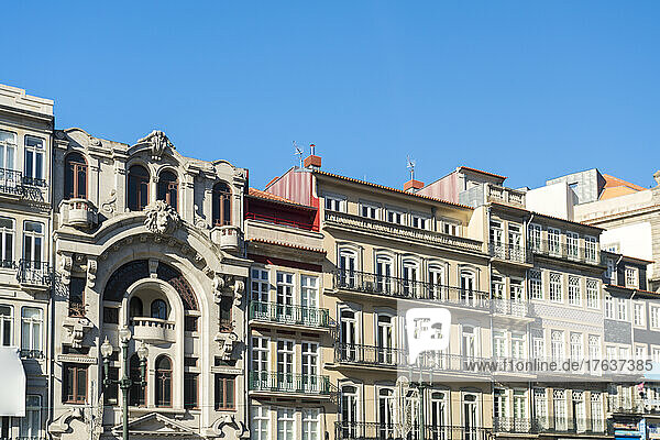 Portugal  Porto  Facades of residential buildings in old town