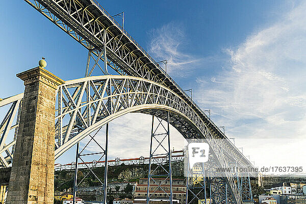 Portugal  Porto  Low angle view of Dom Luis I Bridge