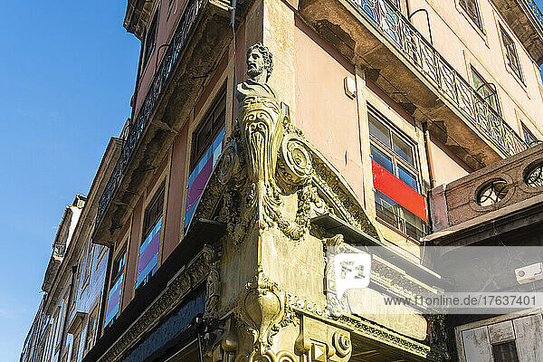 Portugal  Porto  Bust and carvings on building in old town