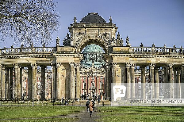 Triumphal Gate with Colonnades at the Communs  Sanssouci  Potsdam  Brandenburg  Germany  Europe