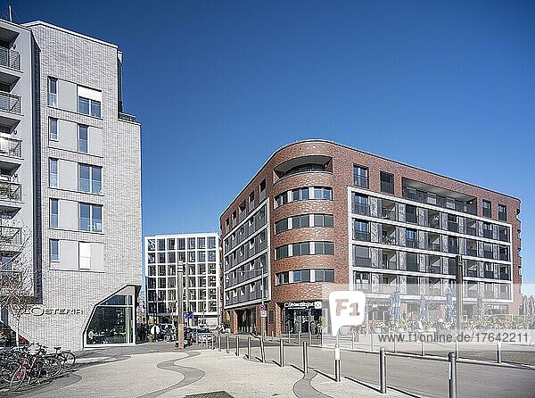Neubaugebiet mit Eigentumswohnungen und Geschäftshäusern am Alten Hafen  Offenbach am Main  Hessen  Deutschland  Europa