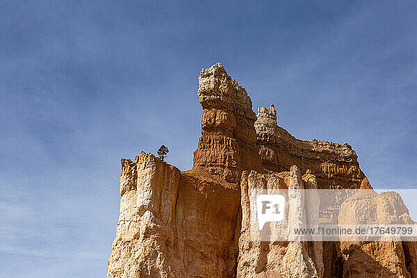 United States  Utah  Bryce Canyon National Park  Low angle view of hoodoo rock formations in Bryce Canyon National Park