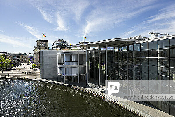 Germany  Berlin  River Spree canal and Paul Loebe House
