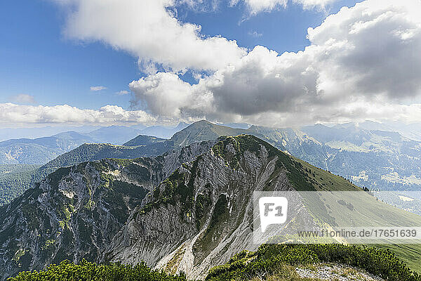 Summer clouds over peaks in Karwendel range