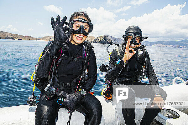 divers getting ready for a dive at Komodo Island