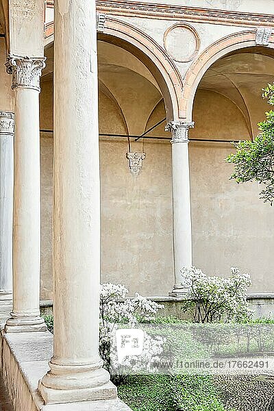 Cloister inside Santa Maria delle Grazie in Milan  Italy