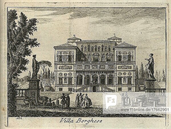 Villa Borghese  Rom  Italien  1767  digitale Reproduktion einer Originalvorlage aus dem 18. Jahrhundert  Originaldatum nicht bekannt