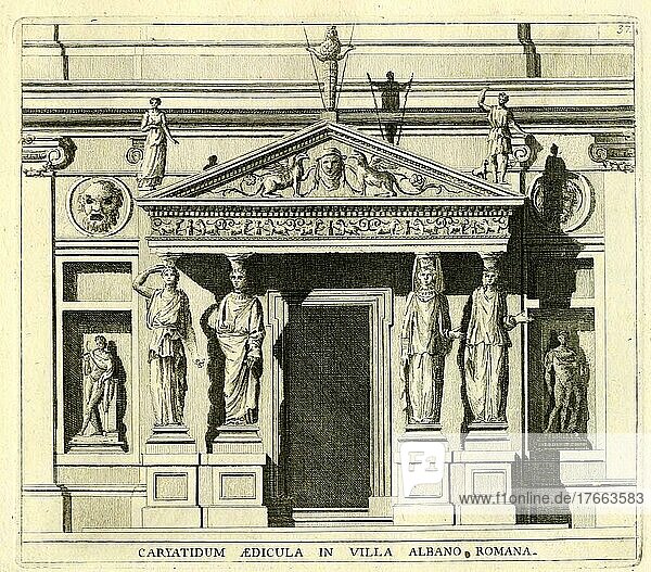 Plan des femizirkulären Portikus  Palazzo Villa Albani  historisches Rom  Italien  digitale Reproduktion einer Originalvorlage aus dem 17. Jahrhundert  Originaldatum nicht bekannt