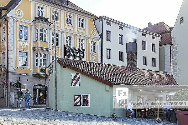 Historic sausage kitchen  oldest sausage fryer in the world  Regensburg  Germany  Europe